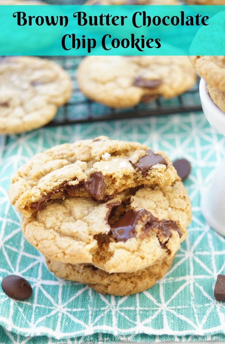 These amazing chewy Brown Butter Chocolate Chip Cookies have tons of butterscotch flavor, chocolate chunks and sea salt on top. The best cookie recipe ever! 7