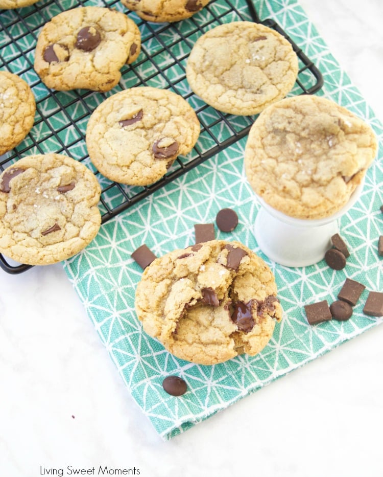 These amazing chewy Brown Butter Chocolate Chip Cookies have tons of butterscotch flavor, chocolate chunks and sea salt on top. The best cookie recipe ever! 7