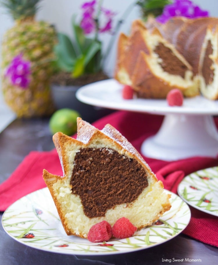 This moist Vanilla Chocolate Bundt Cake recipe is super easy to make, delicious, and perfect as a dessert, breakfast or snack. Serve with a glass of milk 3