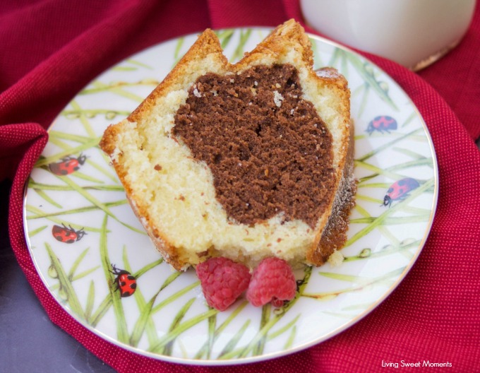 This moist Vanilla Chocolate Bundt Cake recipe is super easy to make, delicious, and perfect as a dessert, breakfast or snack. Serve with a glass of milk. 2