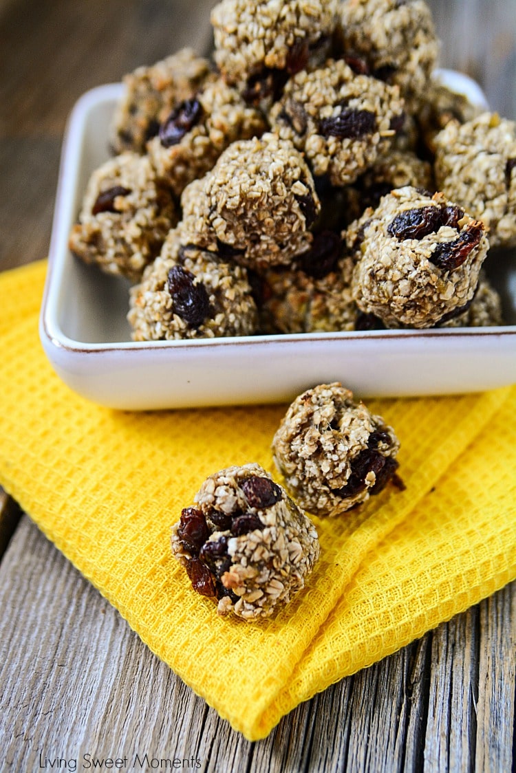 These delicious Raisin Banana Oatmeal Bites require only 4 ingredients and are made without any added sugar. The perfect healthy snack for kids and adults.