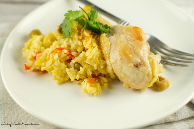 One Pot Spanish Chicken And Rice - Delicious and simple chicken dinner recipe flavored with saffron, veggies and stock that your family will love. I love it