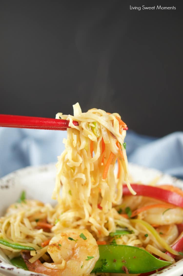 This tasty 15 Minute Shrimp Lo Mein recipe is super easy to make and requires few ingredients. The perfect quick weeknight dinner with an Asian twist.