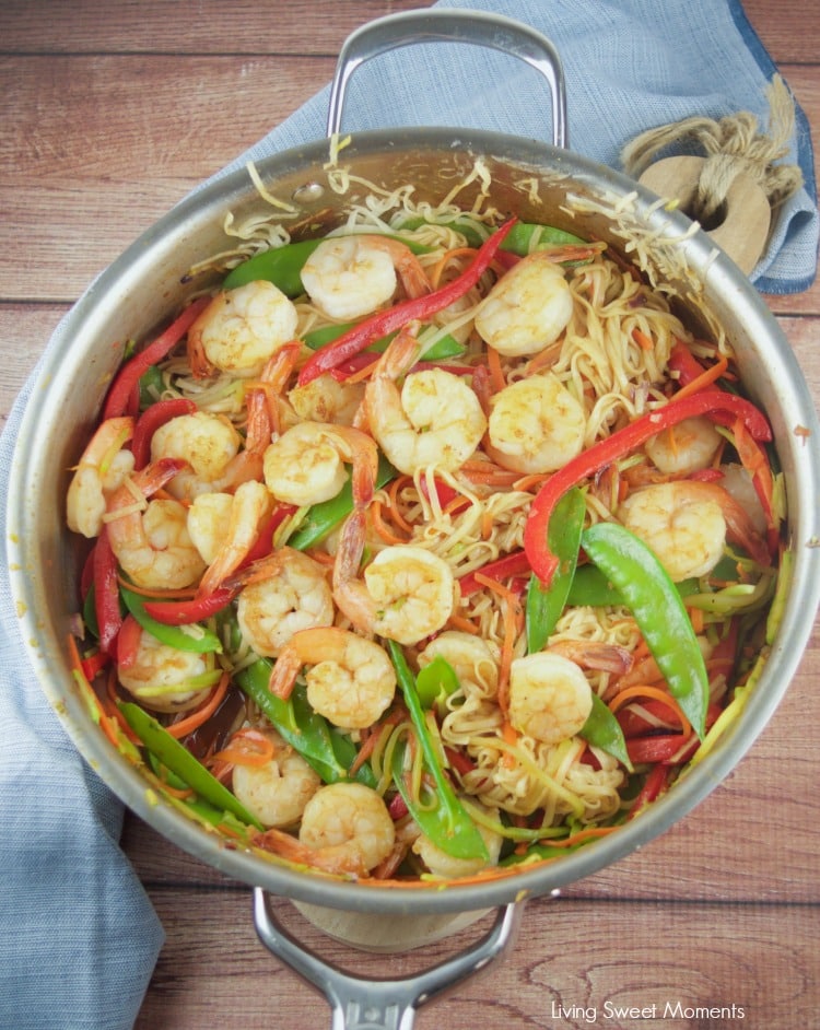 This tasty 15 Minute Shrimp Lo Mein recipe is super easy to make and requires few ingredients. The perfect quick weeknight dinner with an Asian twist.