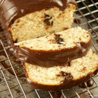 This 2 ingredient Banana Bread is made with ice cream and can be done in 45 minutes or less. Top it off with a decadent ganache for brunch or dessert.