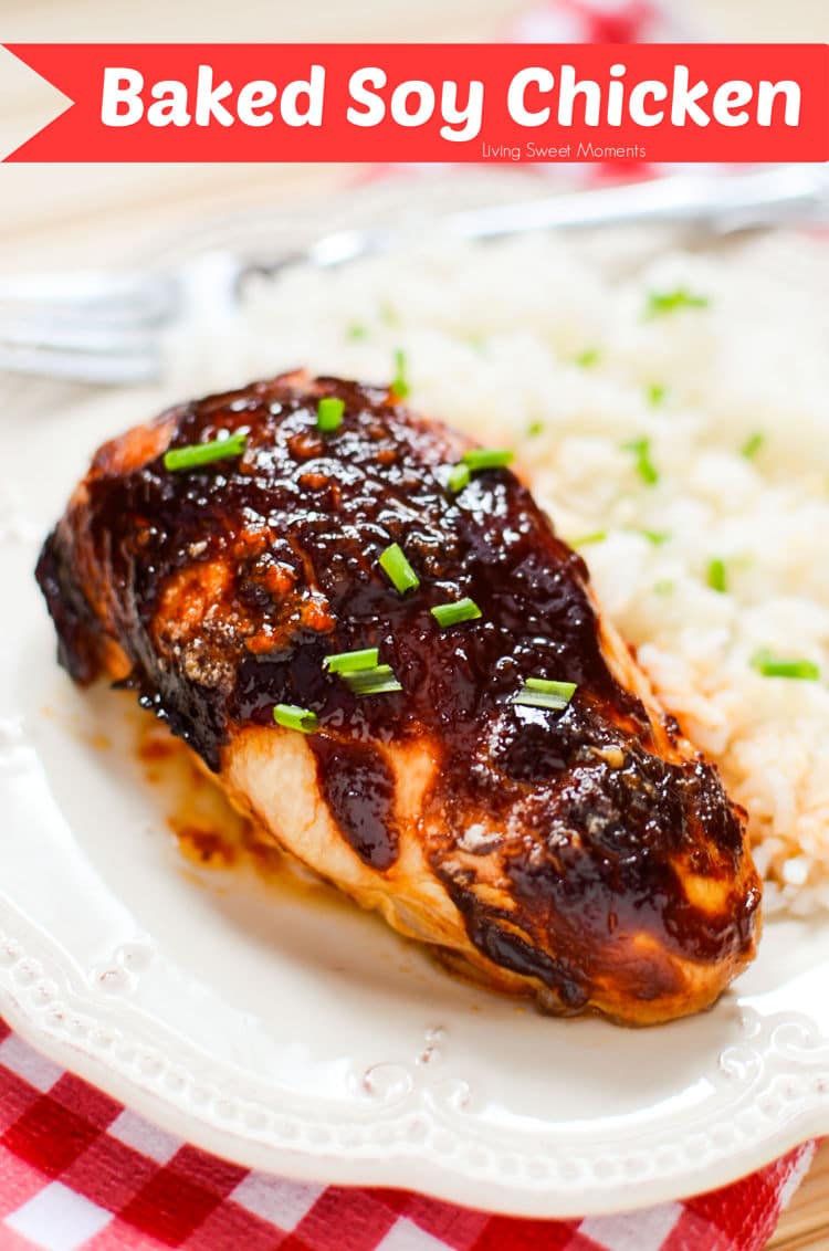 Looking for a quick weeknight dinner idea? This delicious Baked Soy Chicken Recipe has only 5 ingredients. Serve with rice or veggies on the side