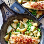 This delicious Chicken Bacon One Pot meal is perfect for an easy quick weeknight dinner idea. The chicken is cooked with potatoes and peas. Yum!