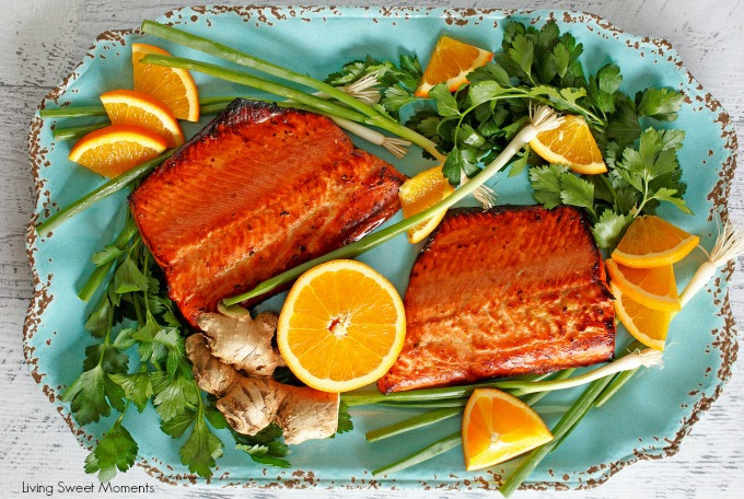 Orange Ginger Glazed Salmon Recipe This delicious & elegant salmon Recipe is so sweet, tangy, and full of flavor! Perfect as an easy weeknight dinner idea.