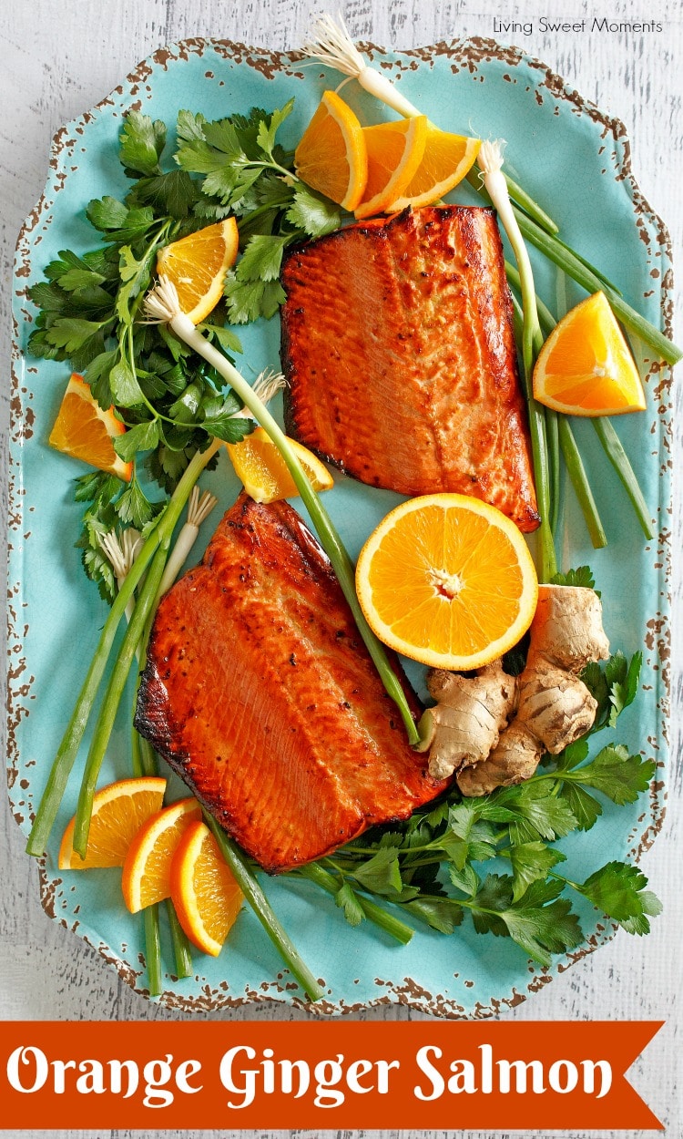 Orange Ginger Glazed Salmon Recipe This delicious & elegant salmon Recipe is so sweet, tangy, and full of flavor! Perfect as an easy weeknight dinner idea. 