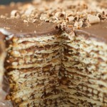 Icebox matzo cake recipe - Easy no bake dessert to serve during Passover Seder. Combine layers or matzos dipped in wine and top with a creamy chocolate icing.