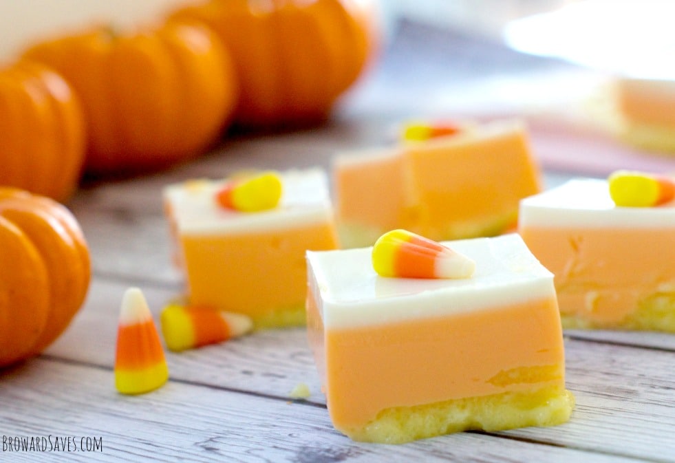 These healthy Candy Corn Bars are made with Yogurt and Jell-O. Both fat and sugar free. They are delicious, easy to make and kids love it.