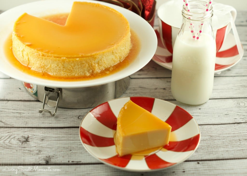 This gluten free Eggnog Flan is super easy to make and is the perfect Holiday dessert to serve at parties and celebrations. 