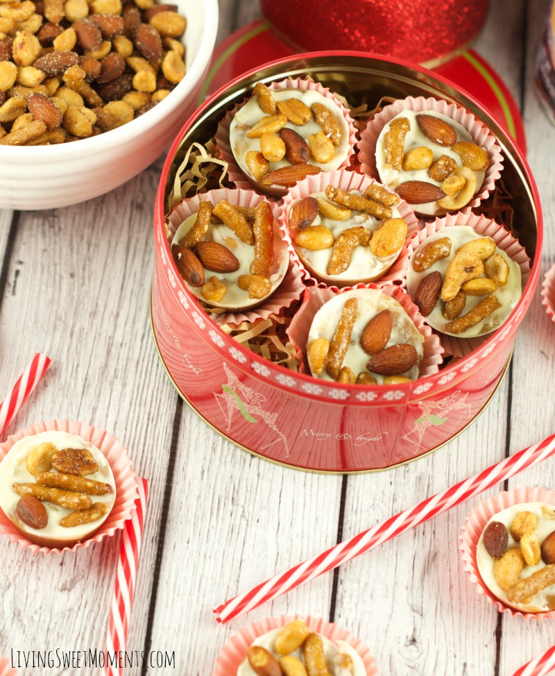 This delicious Holiday Spiced Toffee Recipe has nuts and white chocolate to kick the flavor up a notch. I love to make it in little muffin tins to give out.