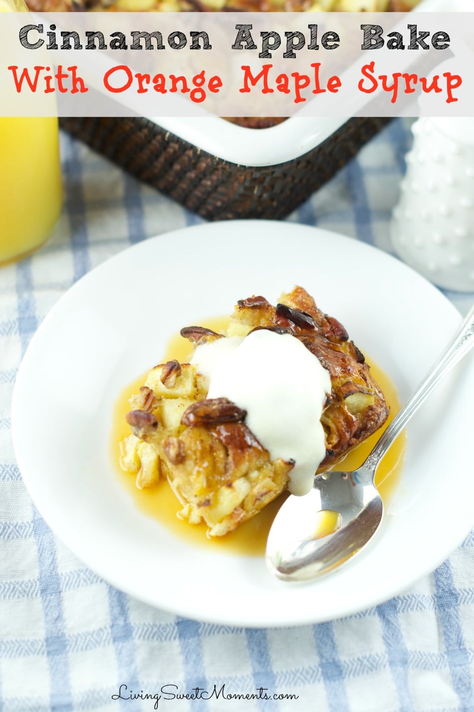 This delicious Cinnamon Apple bake with Orange Maple Glaze recipe is made with refrigerated cinnamon rolls. The perfect easy breakfast or brunch idea!