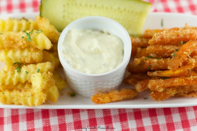 Battered French Fries Recipe - starts with frozen fries to save time and work. They turn out so crispy and perfectly seasoned. Serve with tartar sauce on the side and you got a winning dish.