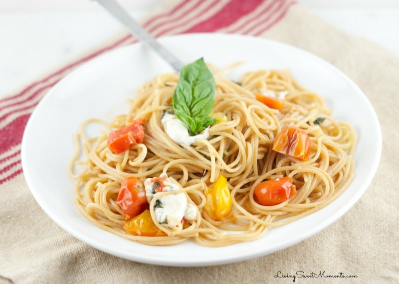 One Pot Caprese Pasta Recipe - made in 10 minutes and requires absolutely no draining. It's the perfect easy weeknight dinner idea and great for entertaining as well!