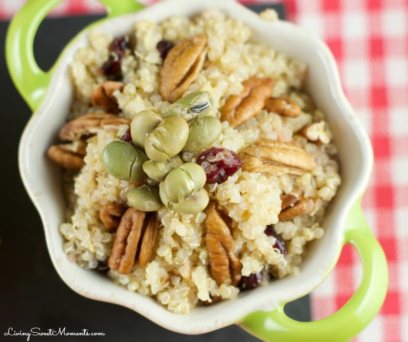 This delicious Orange Quinoa Salad is tossed with cranberries, orange segments and Pecans served with a freshly squeezed orange and mustard dressing. Refres