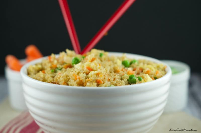 This Quinoa Fried Recipe requires only 10 minutes to make and it's so delicious. Fresh veggies and quinoa make a healthy and satisfying combination. Try it!