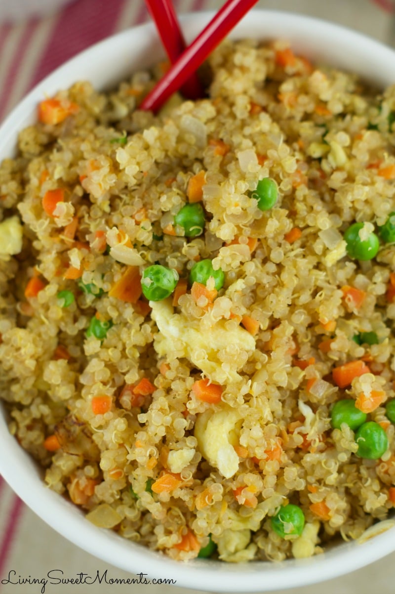 This Quinoa Fried Recipe requires only 10 minutes to make and it's so delicious. Fresh veggies and quinoa make a healthy and satisfying combination. Try it!