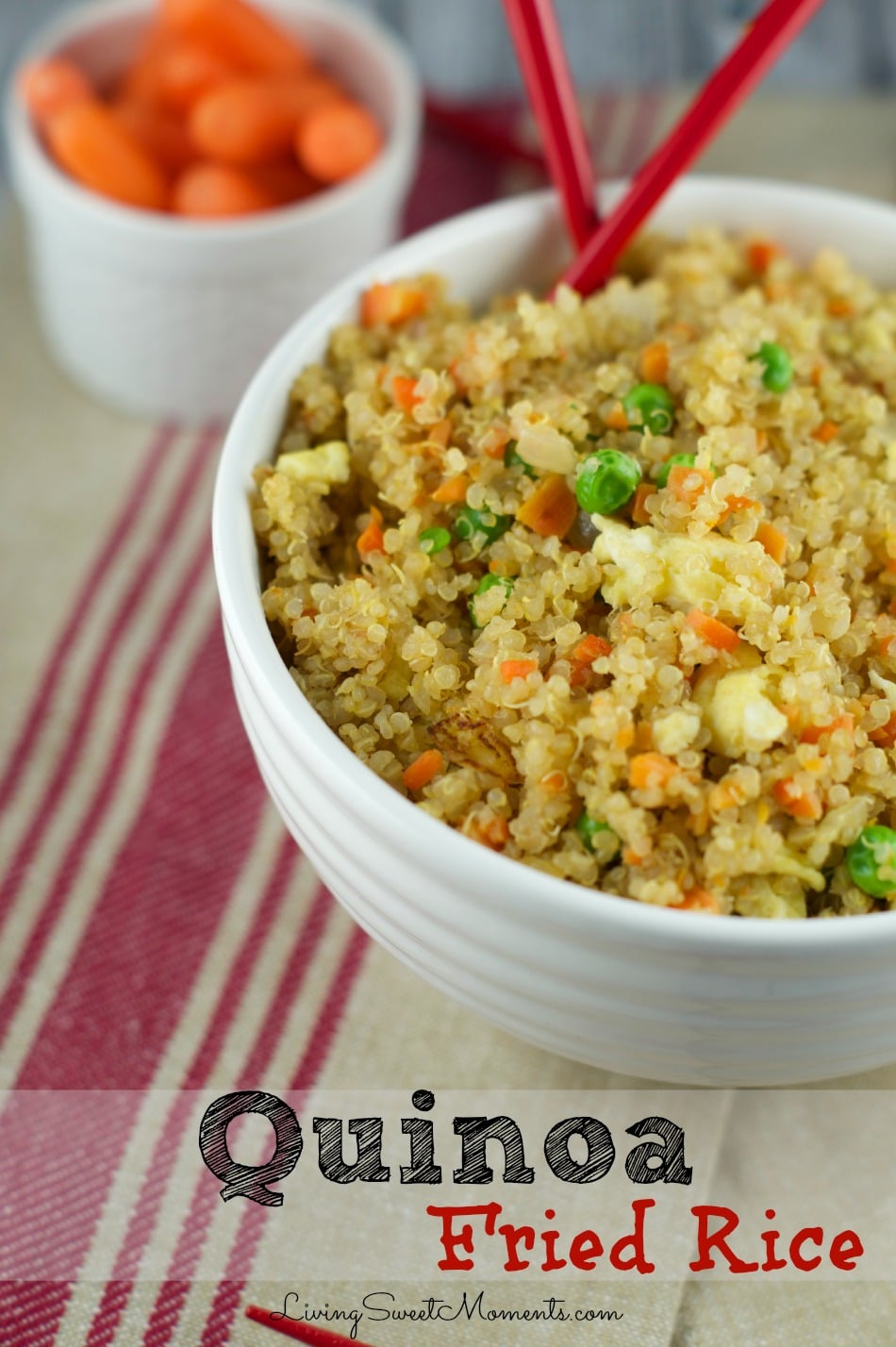 This Quinoa Fried Recipe requires only 10 minutes to make and it's so delicious. Fresh veggies and quinoa make a healthy and satisfying combination. Try it!