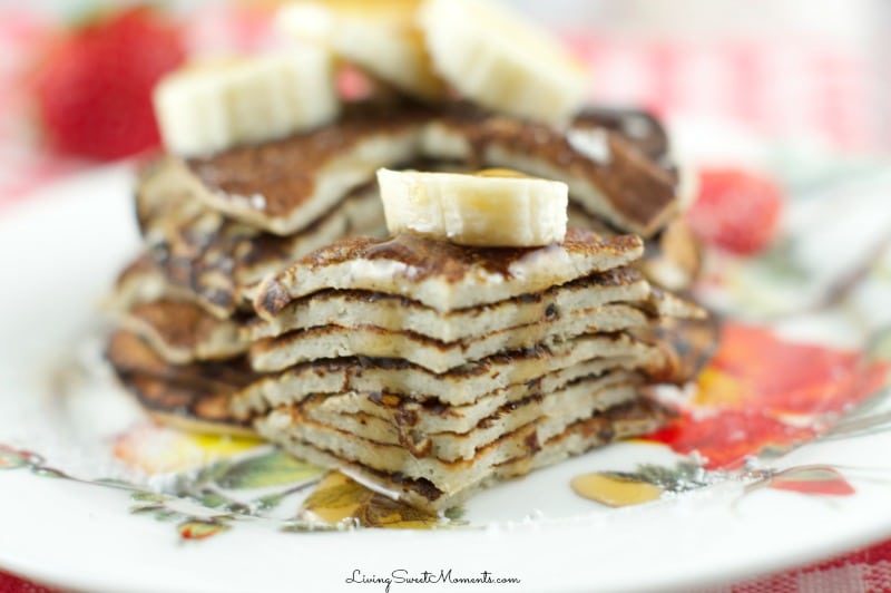 2 Ingredient Banana Pancakes - so easy to make! All you need is 2 eggs and a banana in a blender! That's it. They are gluten free and so delicious.