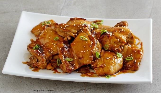 Asian Glazed Chicken Thighs - This easy dinner recipe requires only a few ingredients and is perfect to serve over rice. Perfect quick weeknight dinner idea