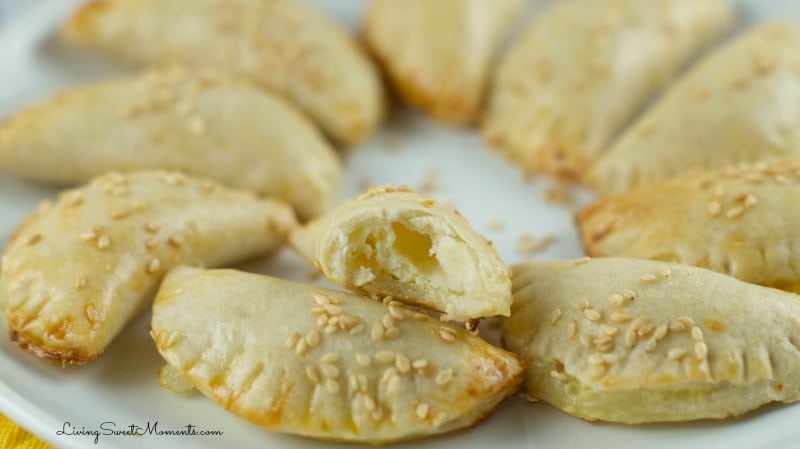 cheese bourekas recipe - So easy to make and delicious. The dough puffs up and becomes extra flaky with a smooth cheese filling that's amazing. Perfect appetizers for entertaining.