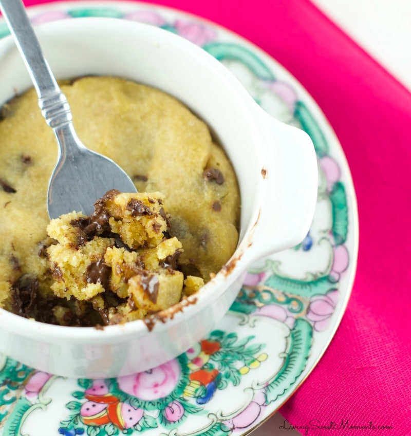 Chocolate Chip Cookies in a mug - Just 45 seconds is all it takes in the microwave to make this fudgy cookie that will just melt in your mouth. The best mug recipe ever!
