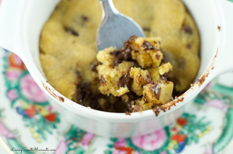 Chocolate Chip Cookies in a mug - Just 45 seconds is all it takes in the microwave to make this fudgy cookie that will just melt in your mouth. The best mug recipe ever!