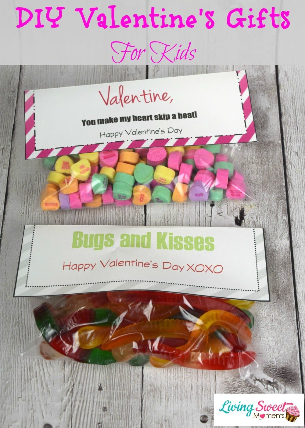 DIY Valentine's Gift For Kids - Your kids will enjoy these cute treat bags and give them out to all of their friends. Comes with free printable label. 