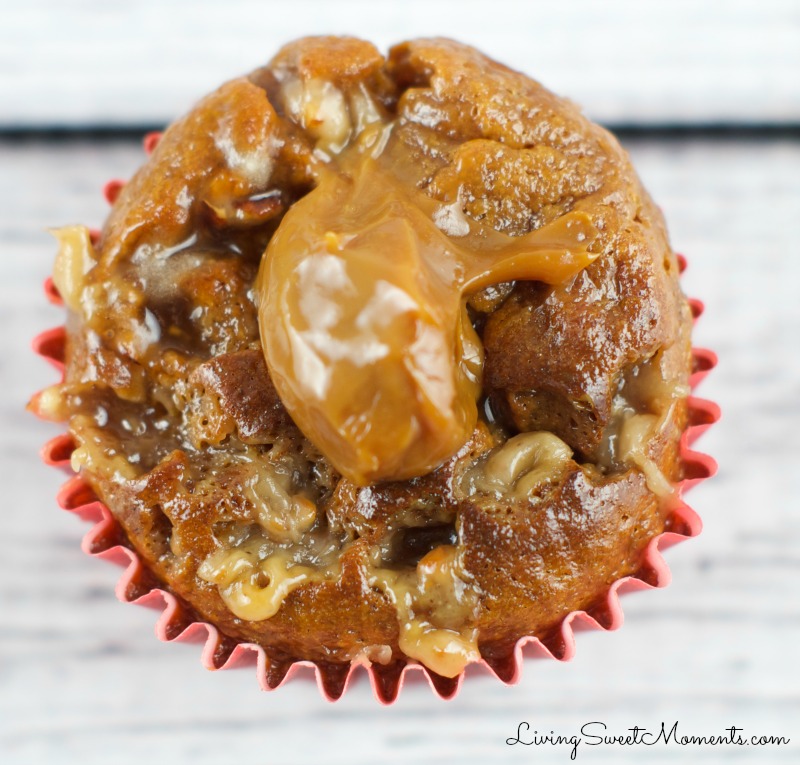 Banana Caramel Muffins - Gluten free muffins made in the blender! Just 5 ingredients are needed to make the moistest and most delicious muffins you will ever try.