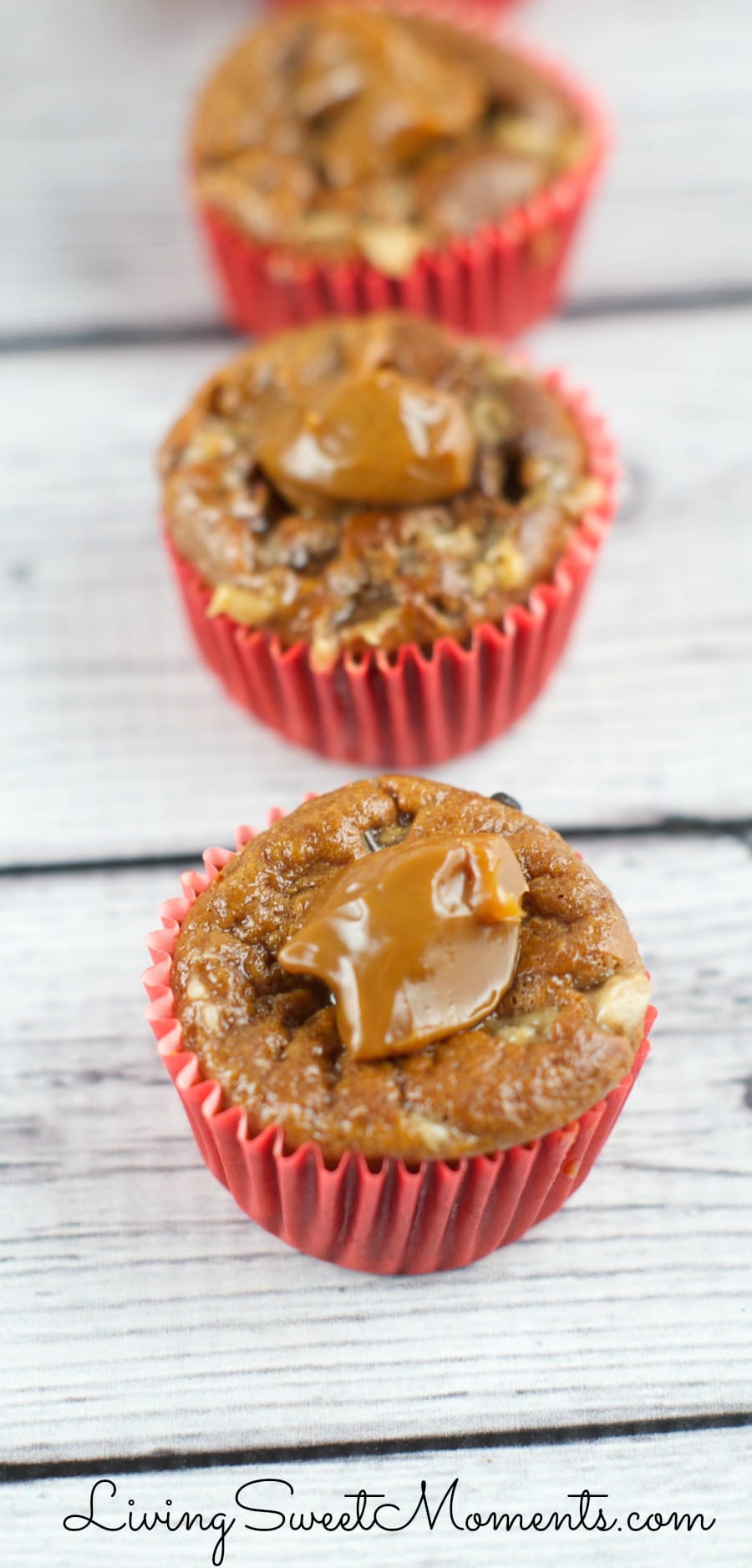 Banana Caramel Muffins - Gluten free muffins made in the blender! Just 5 ingredients are needed to make the moistest and most delicious muffins you will ever try.