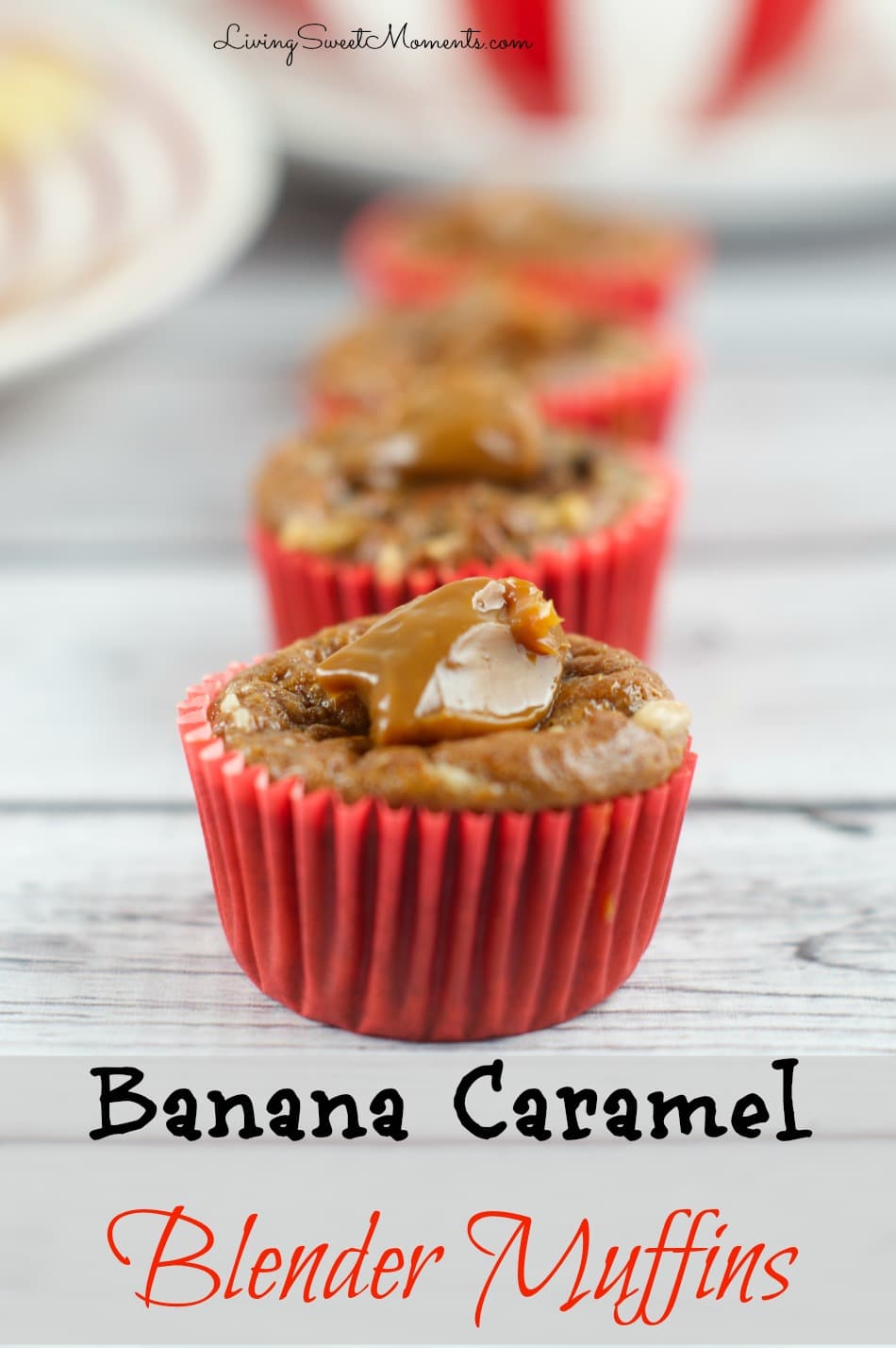Banana Caramel Muffins - Gluten free muffins made in the blender! Just 5 ingredients are needed to make the moistest and most delicious muffins you will ever try. 