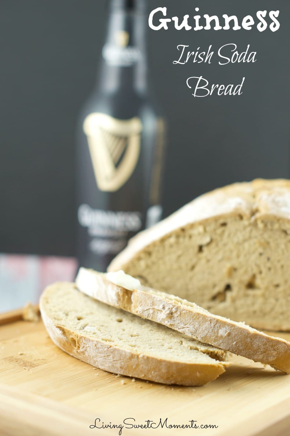 Guinness Irish Soda Bread - Delicious and easy to make homemade beer bread. Enjoy a deep flavor with without a lot of kneading. This bread requires no yeast at all! 