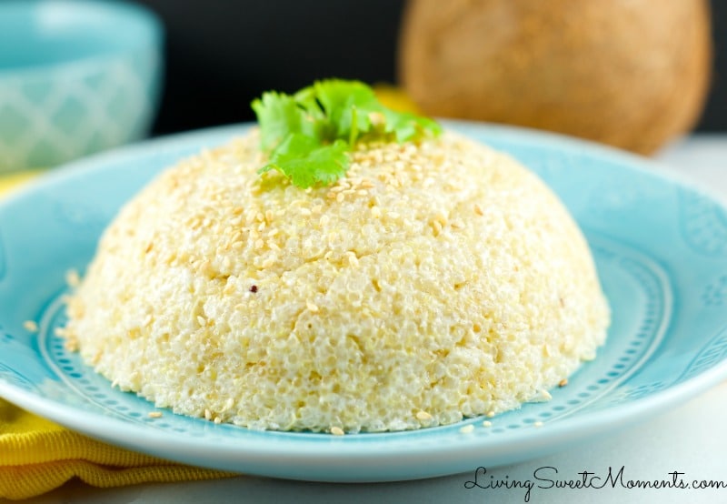 Quinoa Coconut Sticky Rice - It's a delicious combination of Quinoa and Coconut with a "sticky rice" consistency. Delicious and perfect quick side dish to any meal. 