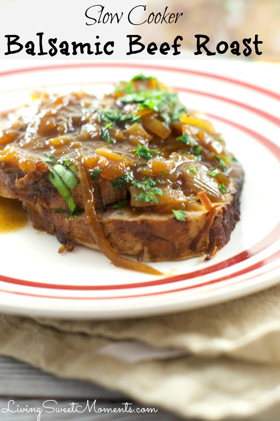 Slow Cooker Balsamic Beef Roast - made with balsamic and coke, this roast (asado negro) is tender, flavorful and very easy to make. Perfect for entertaining. 