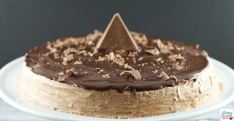 Toblerone Chocolate Crepe Cake - 30 crepes layered with Toblerone ganache and topped with a dark chocolate glaze. A simple, delicious and beautiful cake for entertaining. 