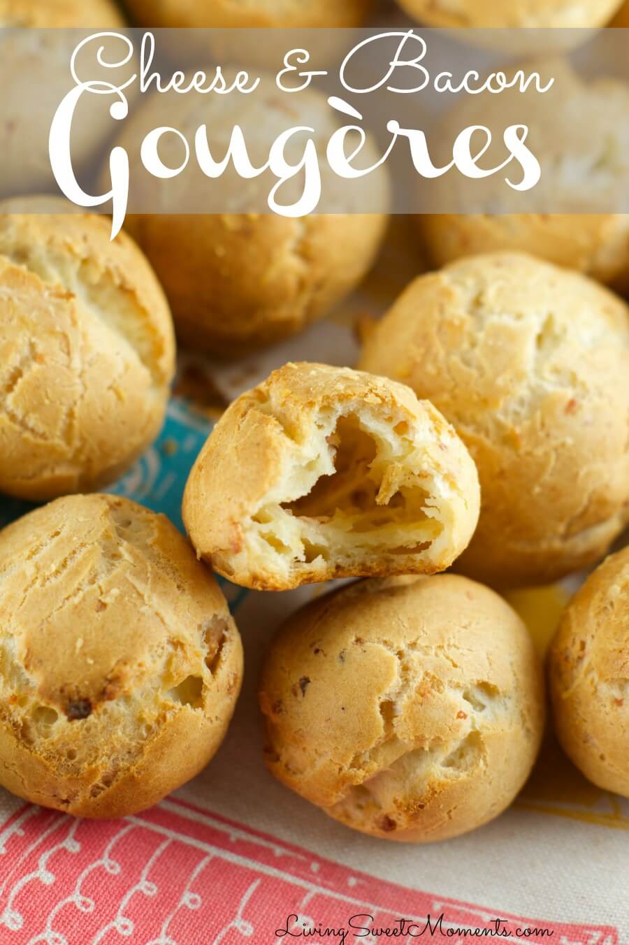 Cheese And Bacon Gougères - easy to make and delicious party appetizer! These little cheese balls do not need a dipping sauce since they hold so much flavor