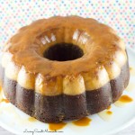 Chocoflan Cake - this easy latin cake is moist and delicious. A combination of flan and chocolate cake with a drizzle of caramel sauce. Perfect dessert.