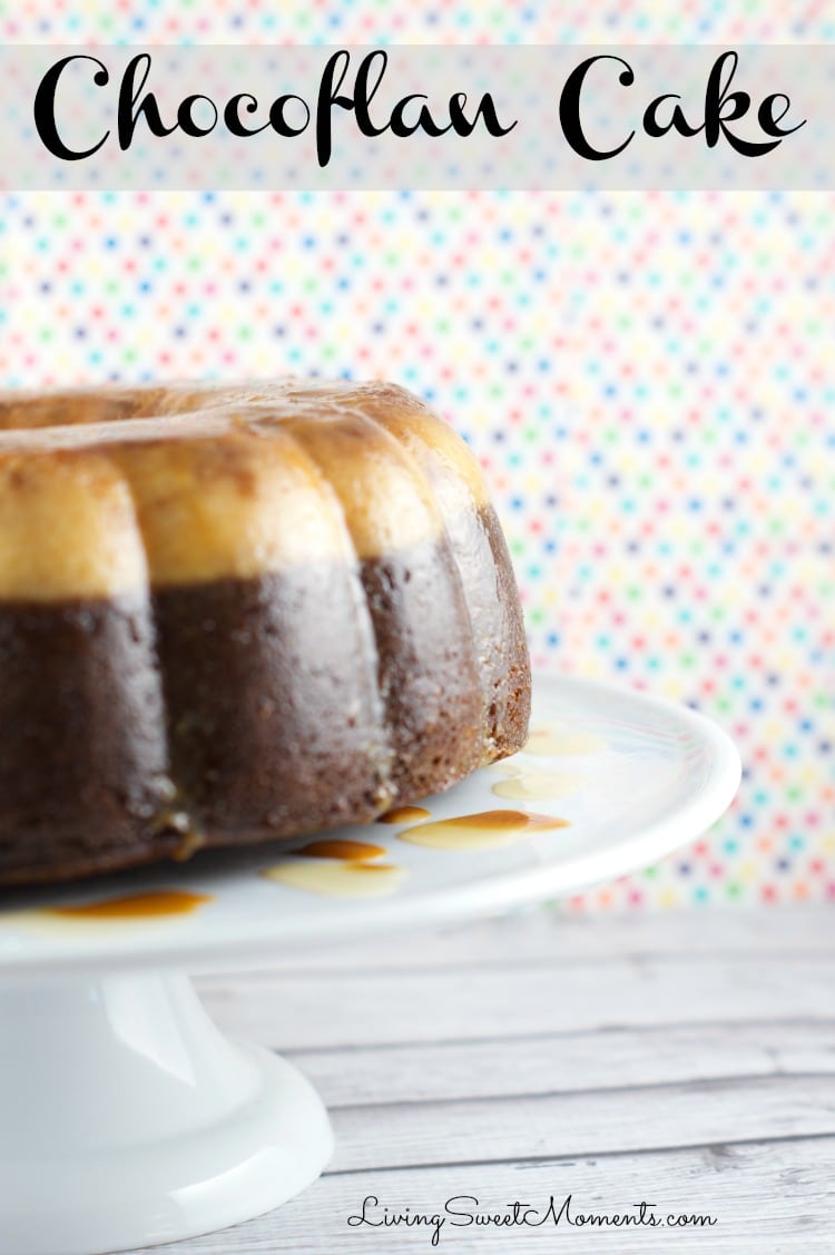 Chocoflan Cake - this easy latin cake is moist and delicious. A combination of flan and chocolate cake with a drizzle of caramel sauce. Perfect dessert. 