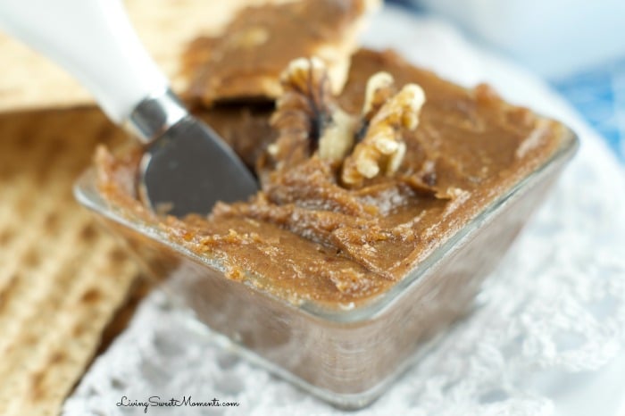Charoset Recipe - made with dates and walnuts is the perfect Passover Recipe for your Seder dinner. Easy to make and super delicious spread for matzohs.