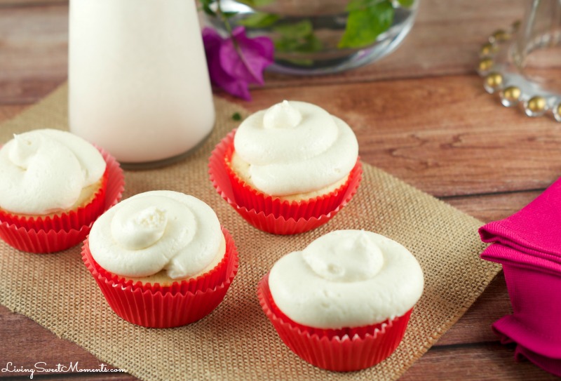 Irish Cream Cupcakes - These baileys cupcakes made from scratch are non-alcoholic, delicious, moist and very easy to make. They are topped with delicious baileys buttercream frosting. 