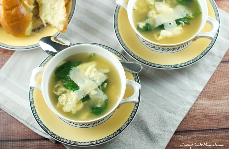 La Stracciatella Soup - Only 4 ingredients and ready in 10 minutes. This Italian Egg Drop Soup is delicious, filling and perfect for quick weeknight dinner.