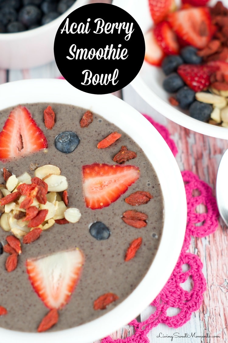 Acai Bowl - Delicious smoothie bowl filled with acai, fruit and nuts. A delicious and healthy breakfast that's ready and seconds and will satisfy all day.