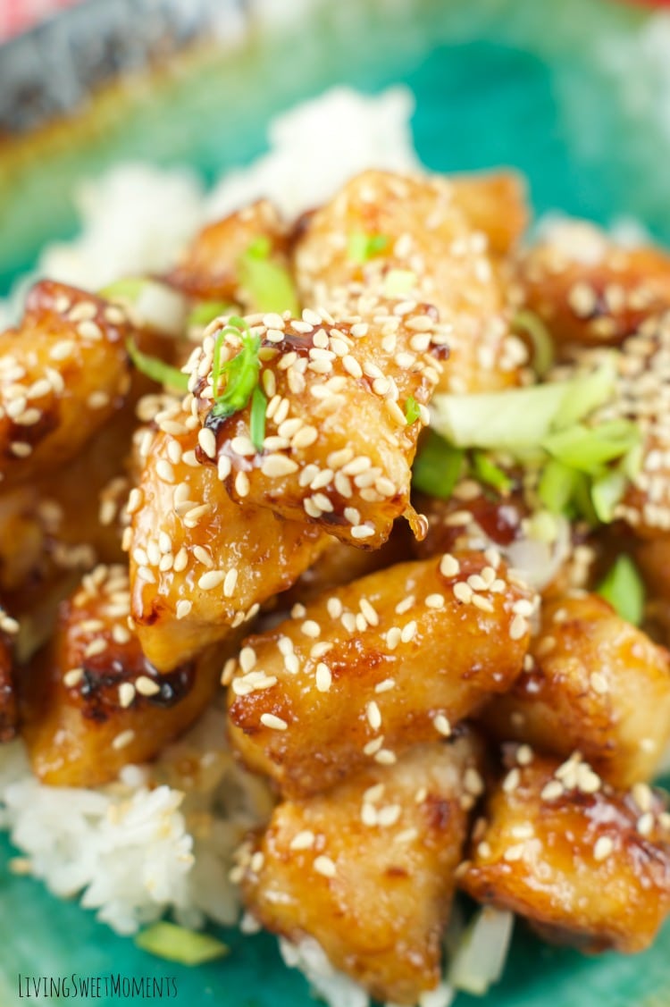 Baked Honey Sesame Chicken - Skip the Chinese take-out and try this easy homemade version instead. It tastes even better than your favorite restaurant dish