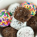 Brigadeiros - Brazilian Chocolate Fudge Balls. Easy to make and delicious dulce de leche & chocolate truffles rolled in chocolate or sprinkles. Super Sinful