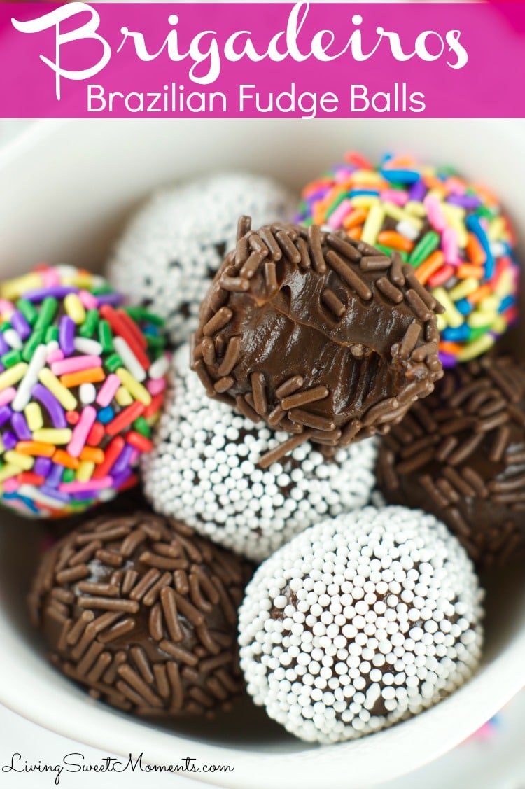 Brigadeiros - Brazilian Chocolate Fudge Balls. Easy to make and delicious dulce de leche & chocolate truffles rolled in chocolate or sprinkles. Super Sinful