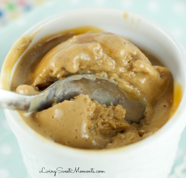 Caramel Banana Ice Cream - Only 2 ingredients and ready in seconds! Just toss ingredients in the blender and enjoy this delicious and creamy dessert. Yumm!