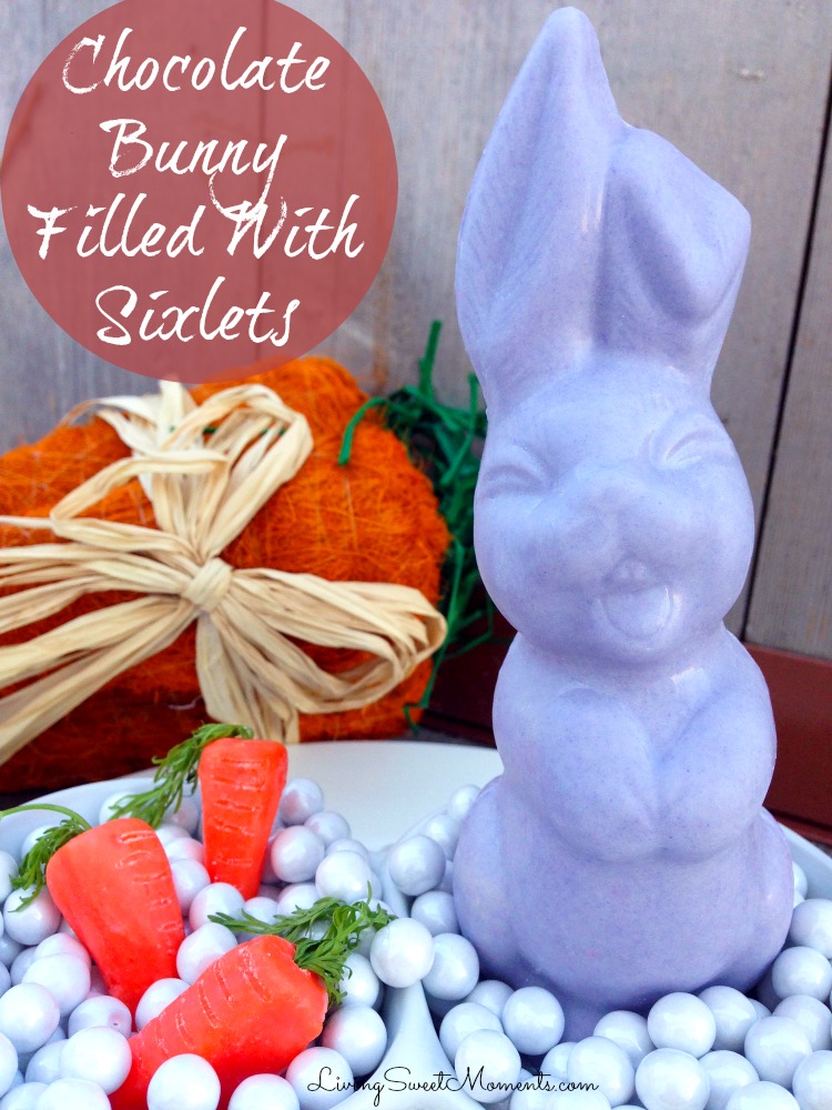Cute Chocolate Bunny Filled With Sixlets - Perfect sweet treat for your Easter celebration. Very simple to make and so delicious. Kids will love their bunny