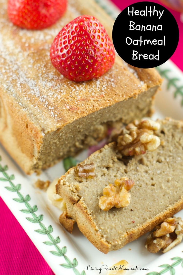 Healthy Banana Oatmeal Bread - this delicious bread is made in the blender without flour or refined sugar. Enjoy a slice for breakfast or as a snack. Yum! 